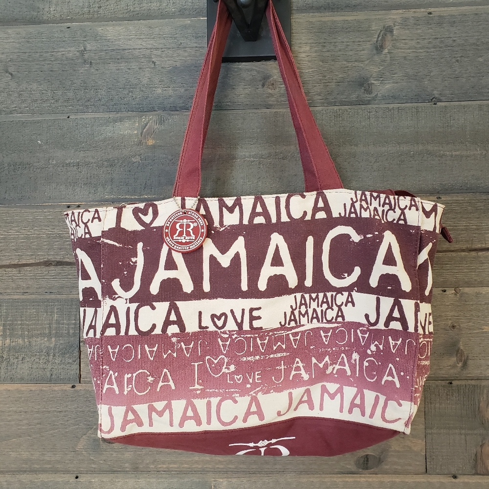 Robin Ruth Jamaica Canvas Beach Bag Tote Burgundy
